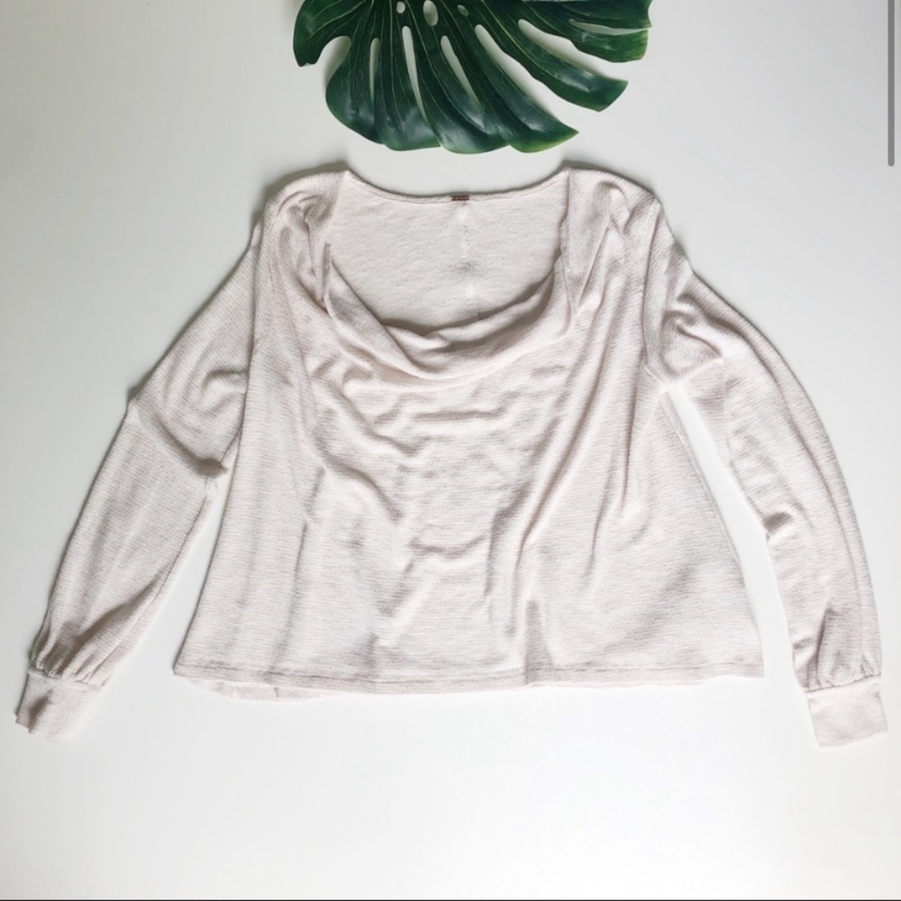Free People gold-thread cream scoop long sleeve